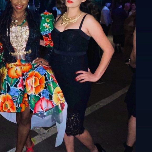 Express Corded Lace Bustier Sheath Dress - Black - Picture 3 of 5